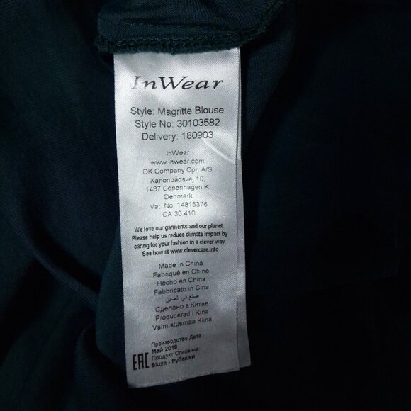 INWEAR Poet Sleeve Blouse Romantic Teal Green Puffy Faux Pearl Dreamy Moody 14 - Picture 11 of 13